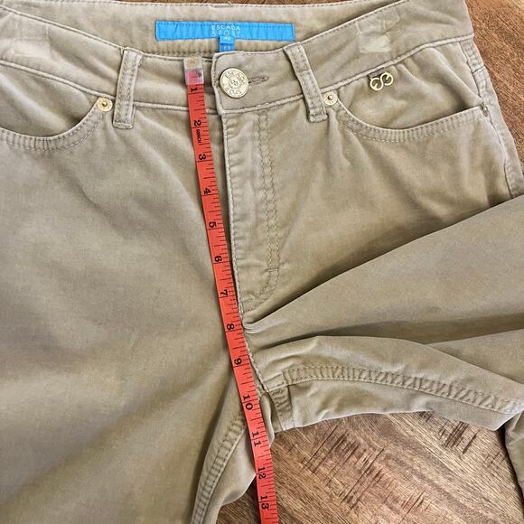 Escada Sport Womens Velvet Pants 10 Kate Bootcut Italy Stretch Holiday Beige - Picture 15 of 16